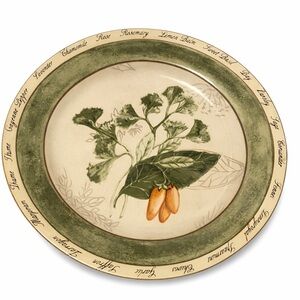 American Atelier Bouquet Garni Herb Salad Plate Green Botanical Stoneware